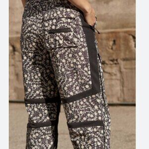 Free People Black and Cream Printed Wide-Leg Pants